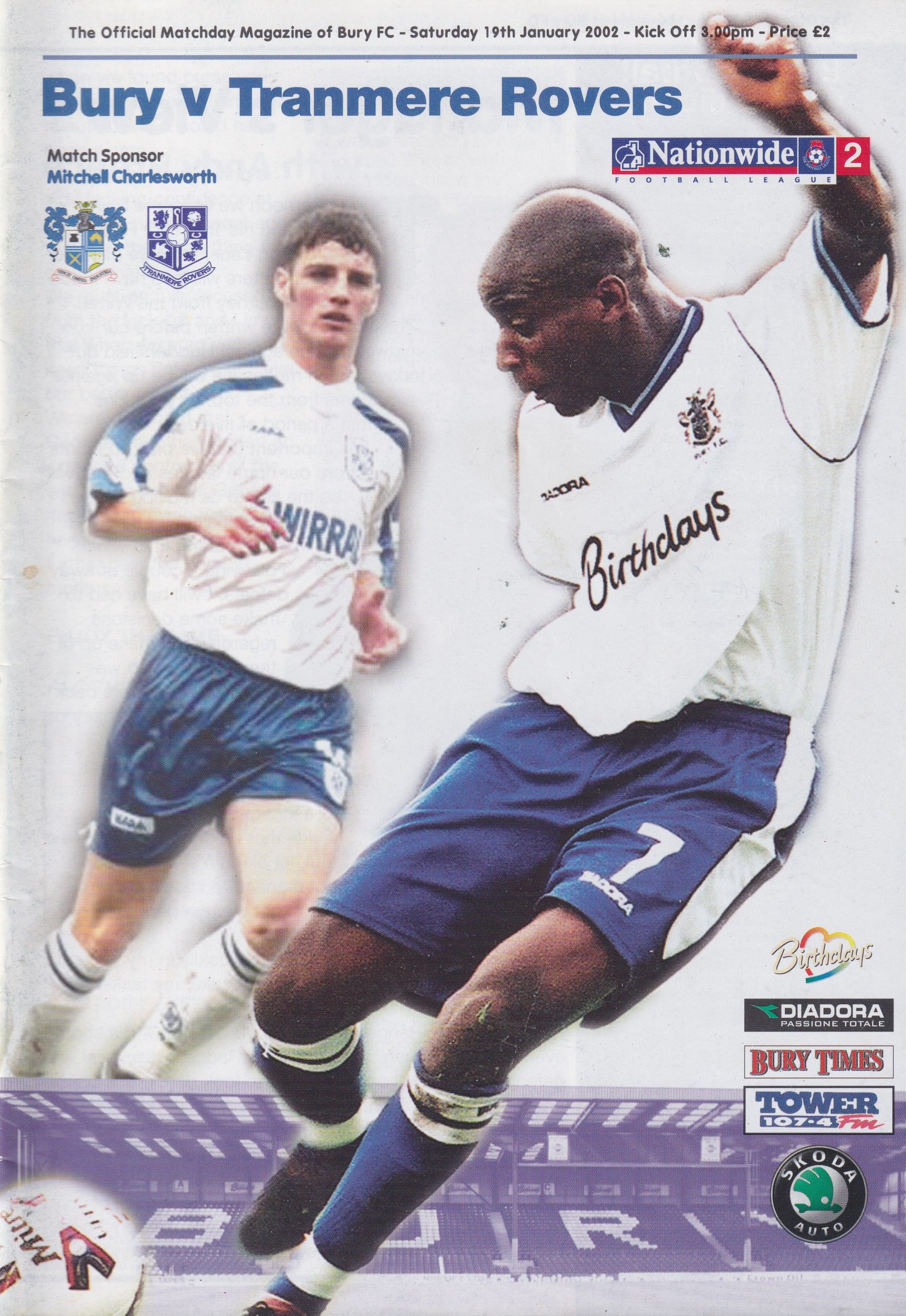 Bury v Tranmere Rovers match programme